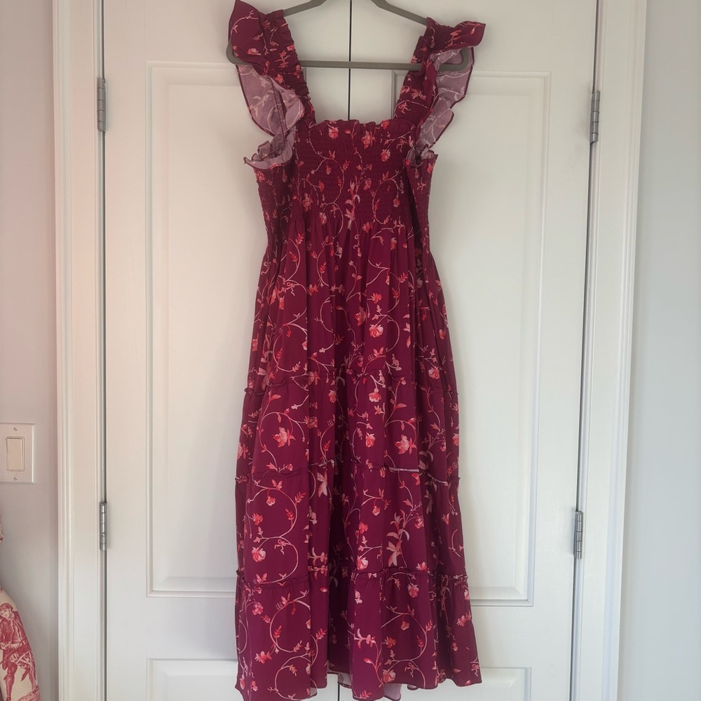 Hill House Home Ellie Nap Dress Burgundy Botanical Size XL Like New.